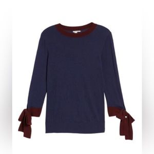 🆕 [Halogen] Navy Crew Neck Long Sleeve Sweater w/Tie Accent Sz: XXS
